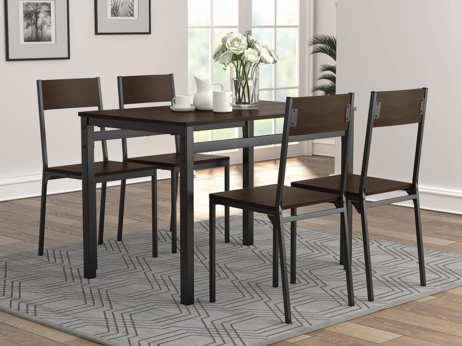 Lana 5-piece Rectangular Dining Set Dark Brown and Black PRE ORDER