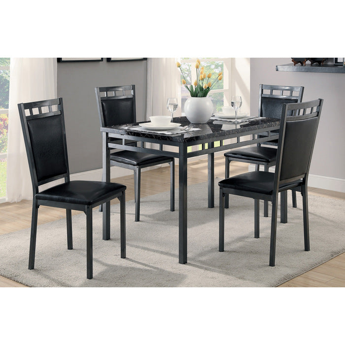 5-Piece Pack Dinette Set, Faux Marble Top