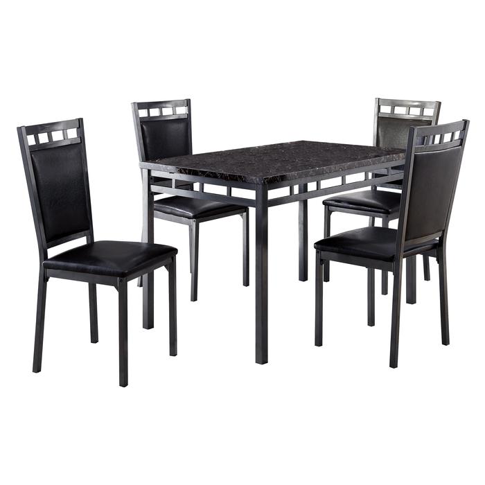 5-Piece Pack Dinette Set, Faux Marble Top