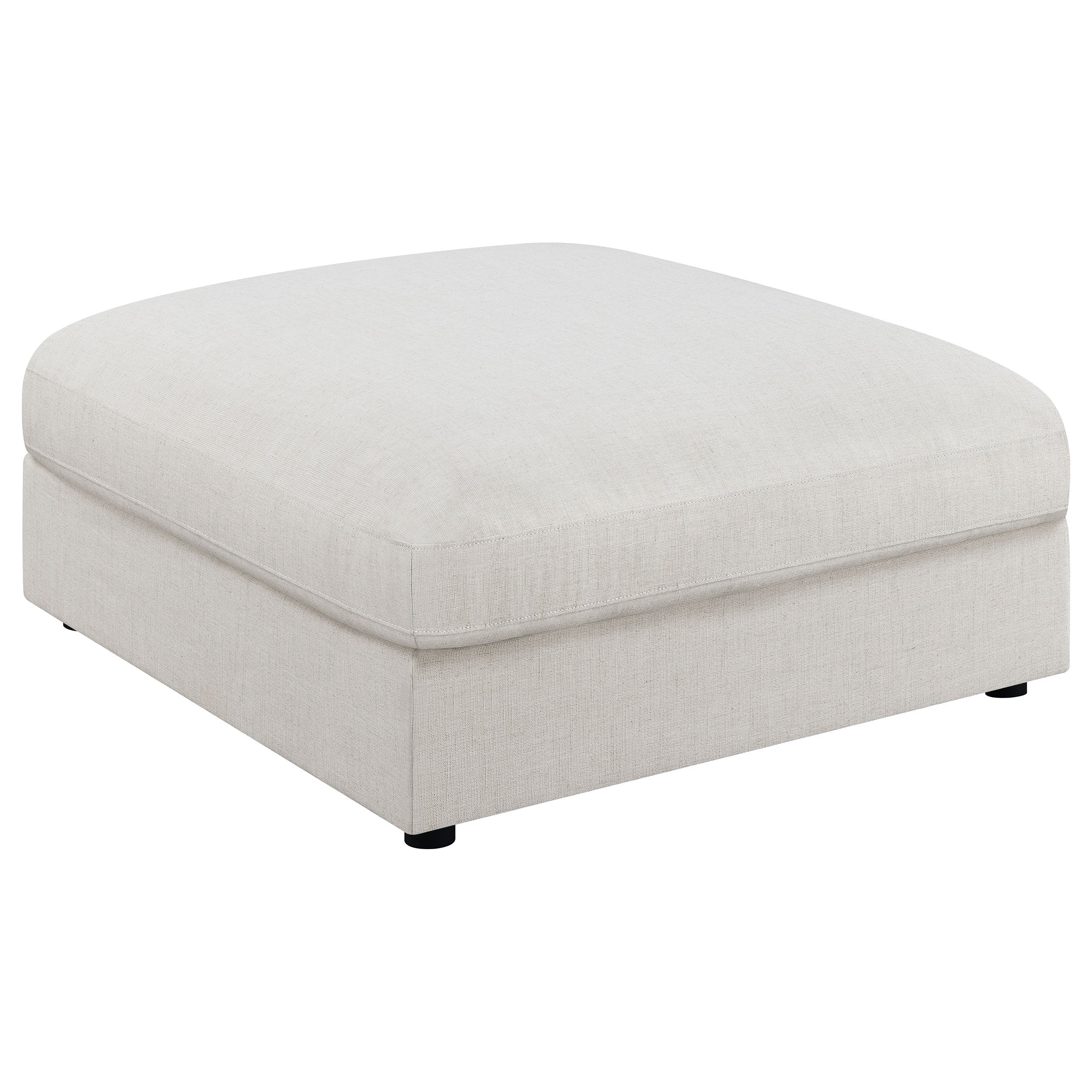 Serene Upholstered Square Beige Ottoman