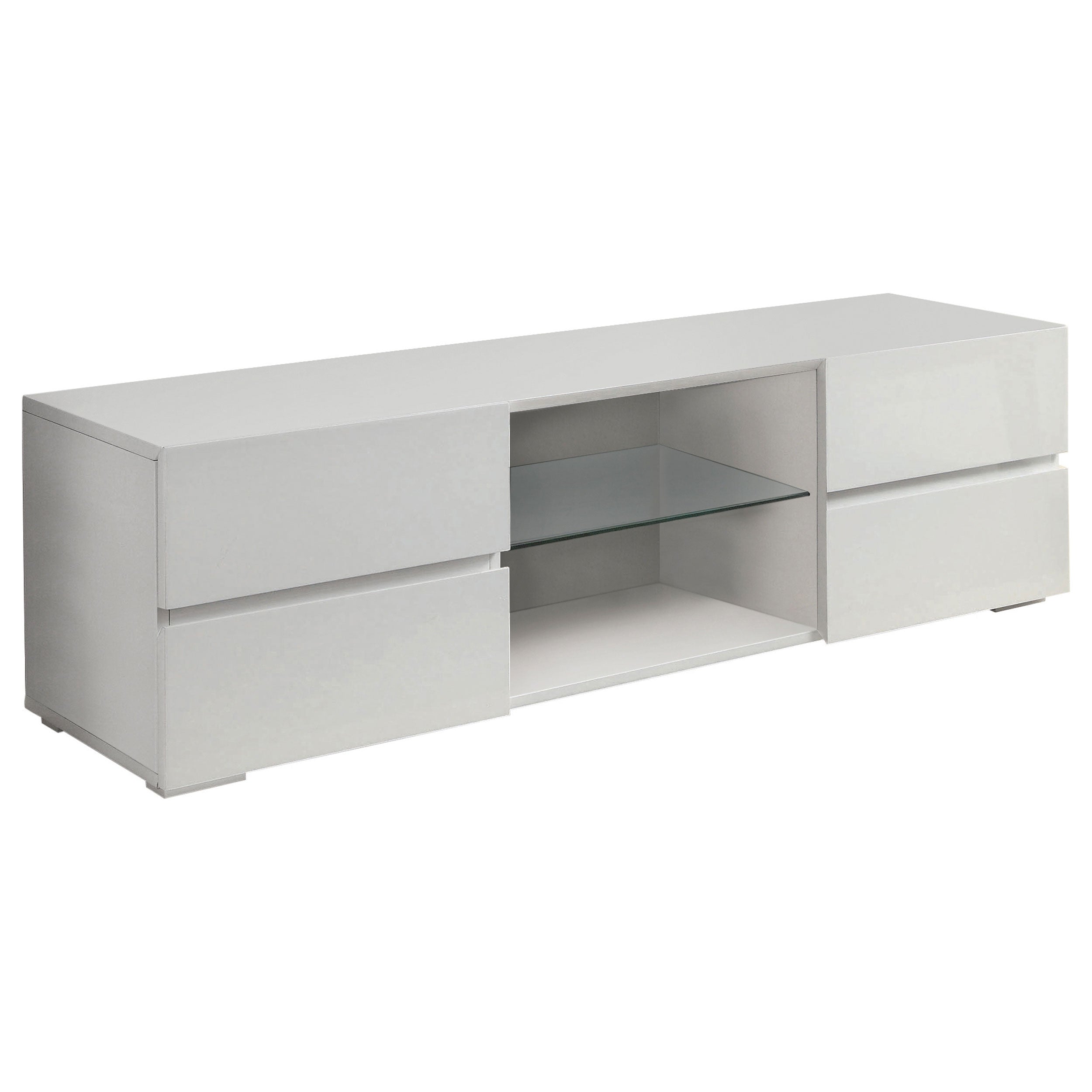 4-Drawer TV Console Glossy White