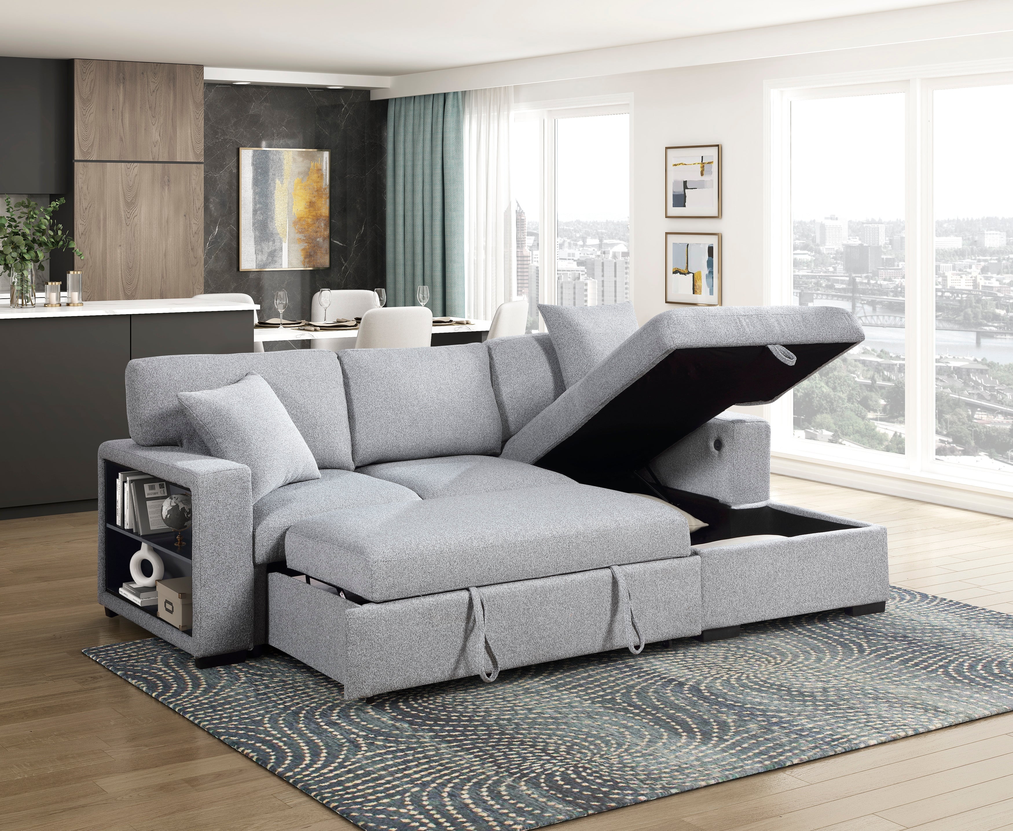 Sectional Pull out Bed with storage