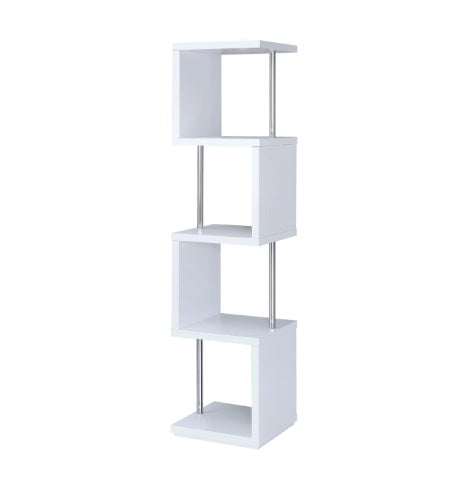 4 Shelf Bookcase - White/Chrome