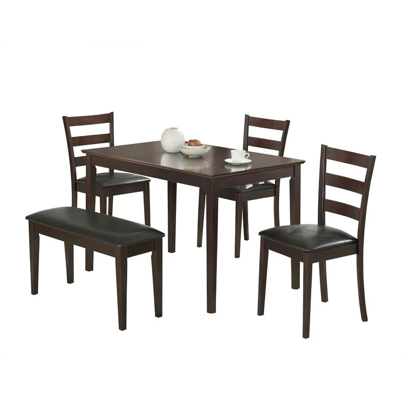 5-piece Rectangular Dining Table Set Cappuccino