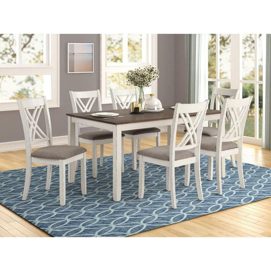 7-piece Rectangular Dining Set Vintage Vanilla