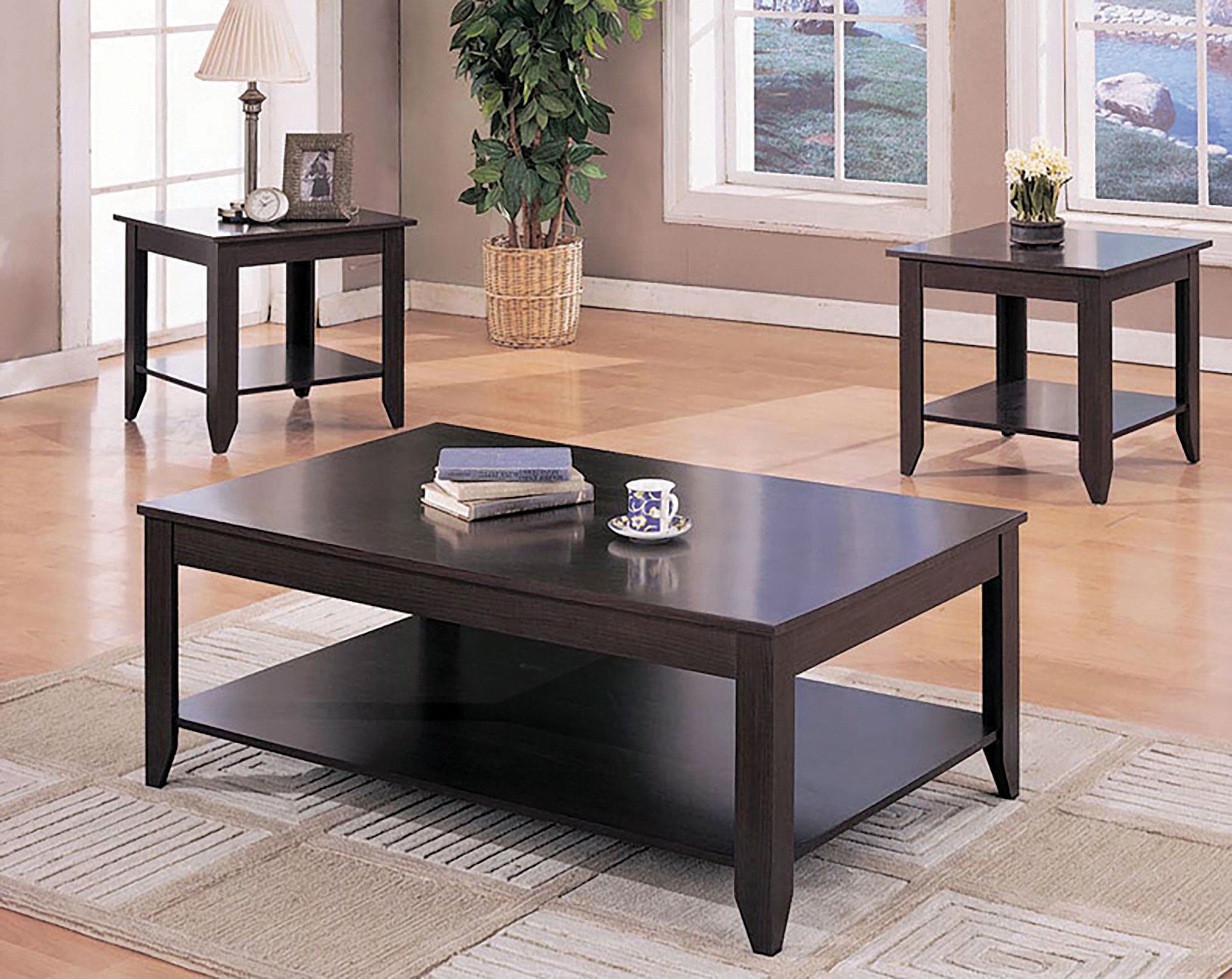 3-piece Rectangular Coffee Table Set Cappuccino PRE ORDER