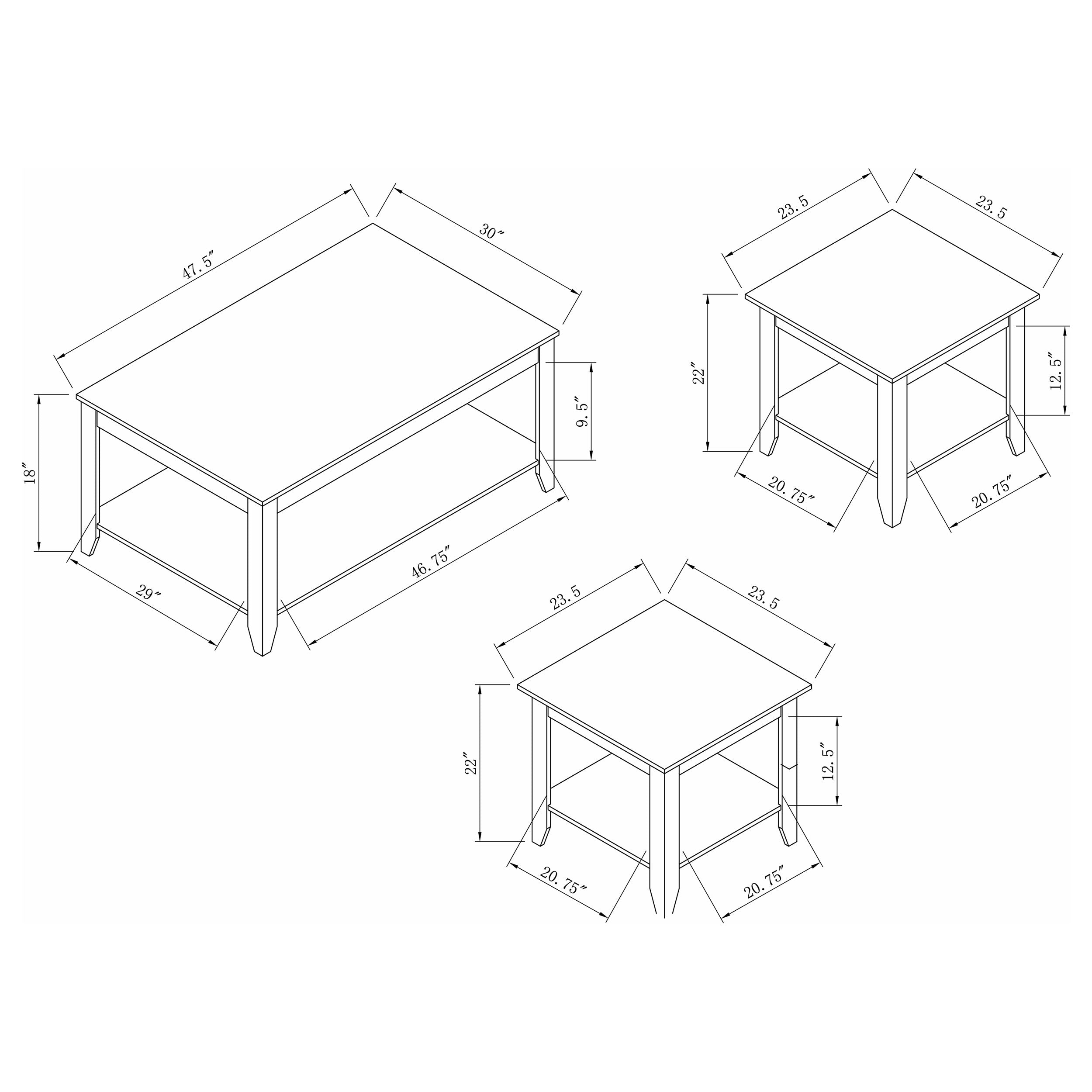 3-piece Rectangular Coffee Table Set Cappuccino PRE ORDER