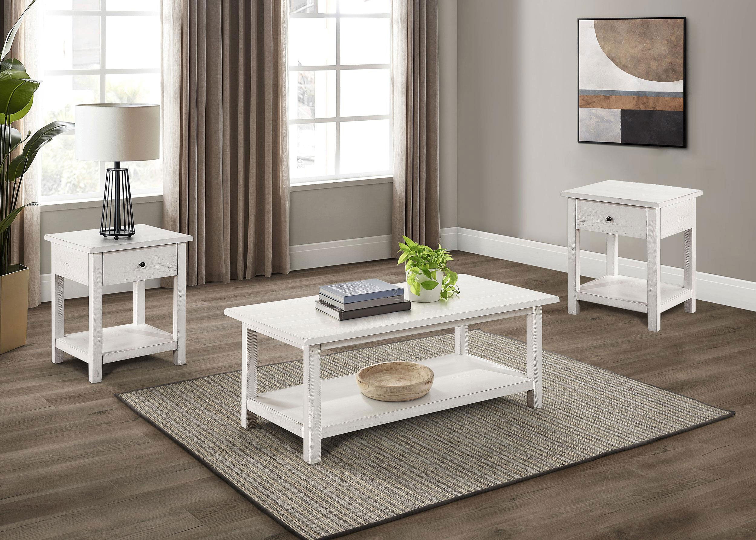 3-piece Coffee and 1-drawer End Table Set Brown