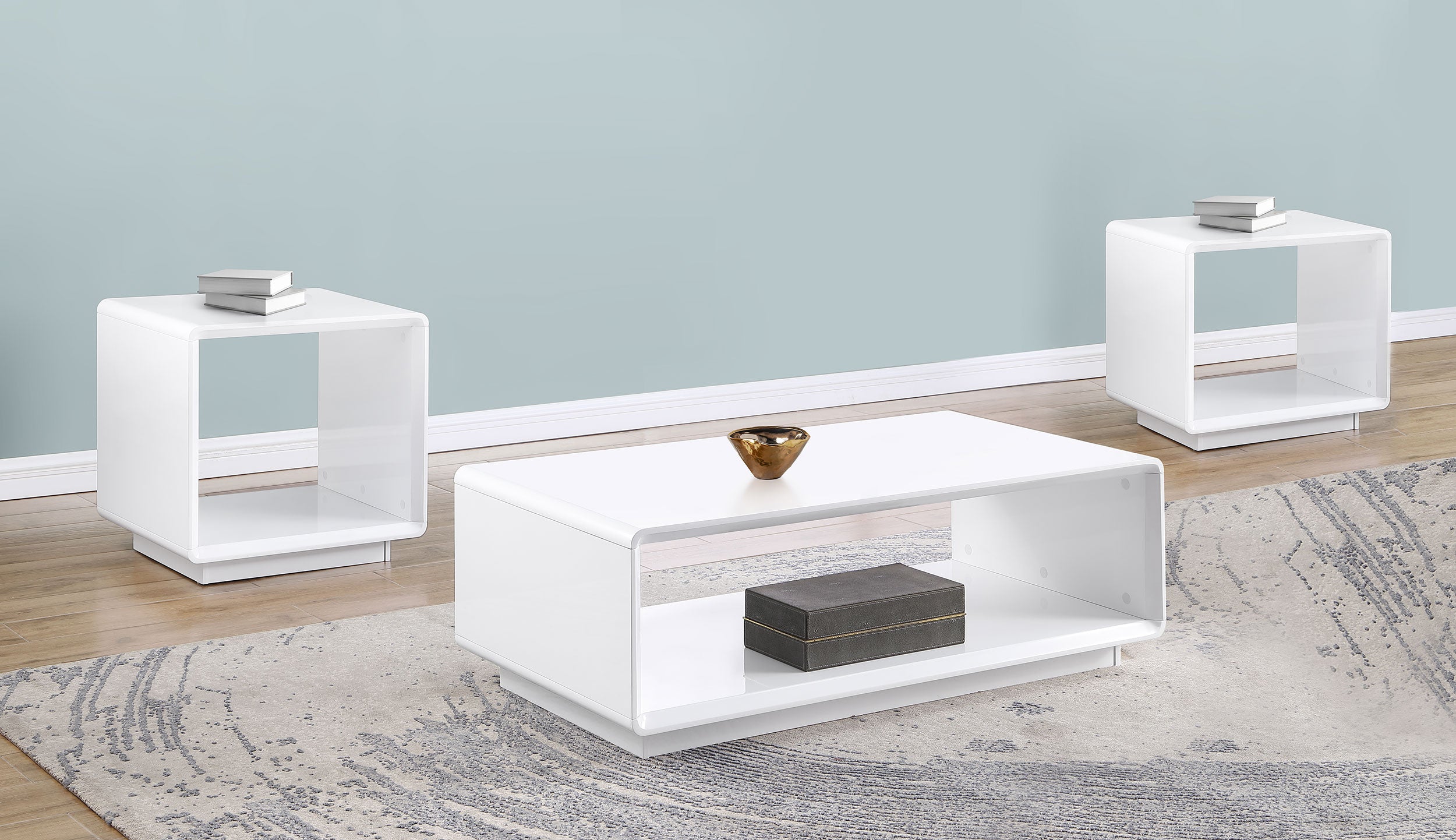 3-piece Coffee and End Table Set White High Gloss PRE ORDER