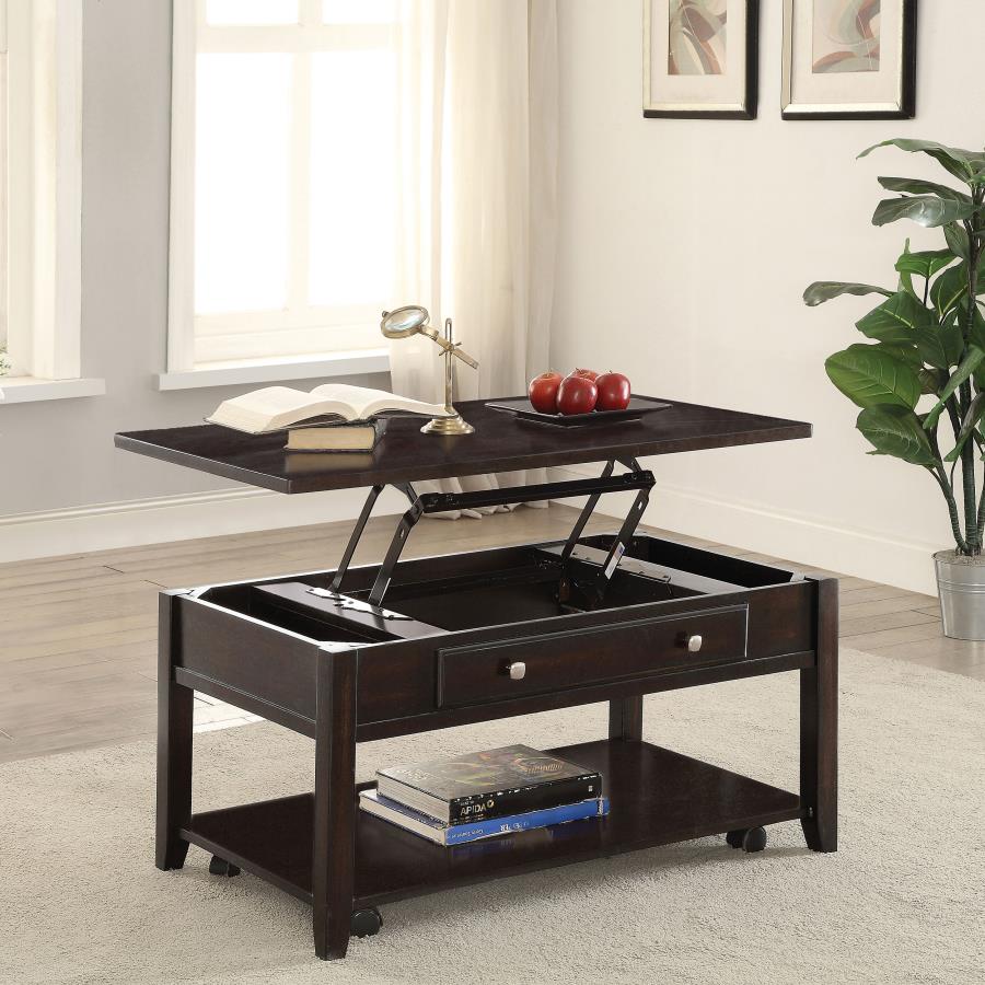 Bradford Rectangular Wood Lift Top Coffee Table Walnut PRE ORDER
