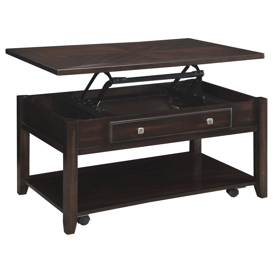 Bradford Rectangular Wood Lift Top Coffee Table Walnut PRE ORDER