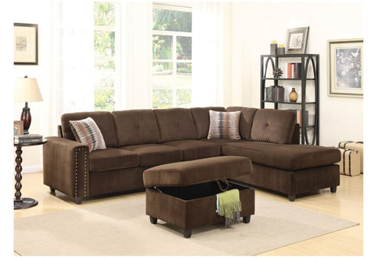 Reversible Sectional Sofa in Chocolate Brown