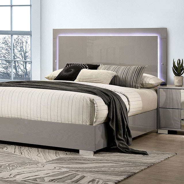 Bed, Queen, Light Taupe LED