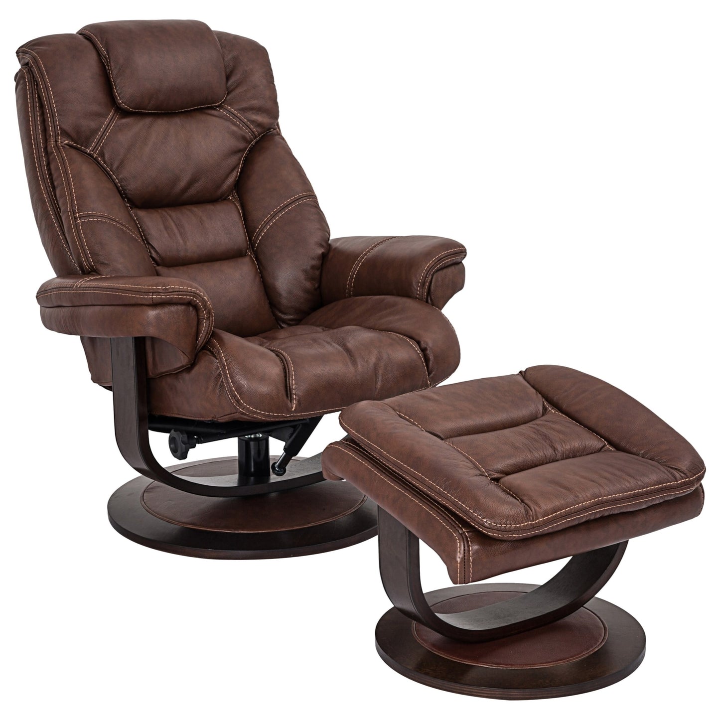 Pushback Reclining Swivel Chair and Ottoman