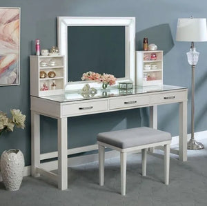White Glam Vanity w/stool