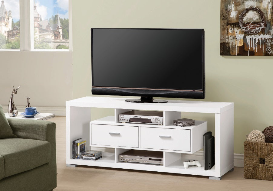 2 Drawer TV Console - White