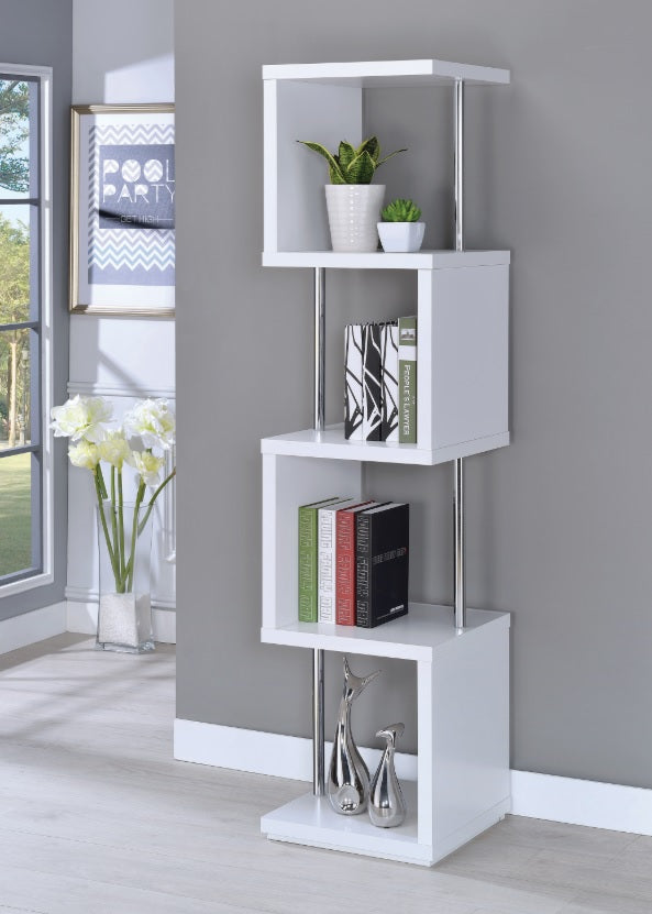4 Shelf Bookcase - White/Chrome