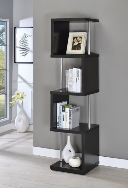 4 Shelf Bookcase - Black/Chrome