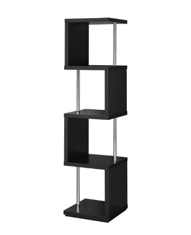 4 Shelf Bookcase - Black/Chrome